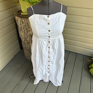H and M white linen blend dress